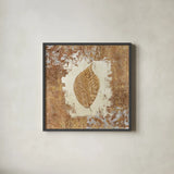Gilded Leaf II by Avery Tillmon. Shown in a sleek black glass frame for a contemporary gallery look. Available as an archival giclee rolled canvas, fine art paper, or poster print. SKU 17830a.