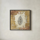 Gilded Leaf III by Avery Tillmon. Shown in a sleek black glass frame for a contemporary gallery look. Available as an archival giclee rolled canvas, fine art paper, or poster print. SKU 17831a.
