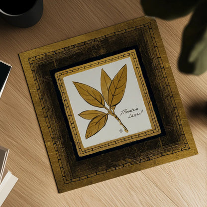 Gilded Mountain Laurel by Avery Tillmon. Shown as a detailed flat fine art print, highlighting archival giclee quality. Available as an archival giclee rolled canvas, fine art paper, or poster print. SKU 8572a.