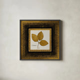 Gilded Viburnum by Avery Tillmon. Shown in a sleek black glass frame for a contemporary gallery look. Available as an archival giclee rolled canvas, fine art paper, or poster print. SKU 8570a.