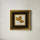 Gilded Viburnum by Avery Tillmon. Shown in a natural wood glass frame for a timeless modern aesthetic. Available as an archival giclee rolled canvas, fine art paper, or poster print. SKU 8570a.