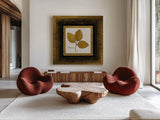 Gilded Viburnum by Avery Tillmon. Shown as extra-large giant wall art in a modern living room. Available as an archival giclee rolled canvas, fine art paper, or poster print. SKU 8570a.