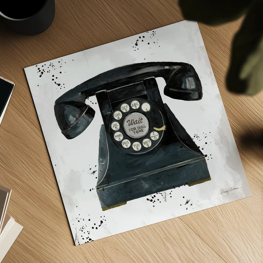 Graffiti Telephone by Avery Tillmon. Shown as a detailed flat fine art print, highlighting archival giclee quality. Available as an archival giclee rolled canvas, fine art paper, or poster print. SKU 72773a.