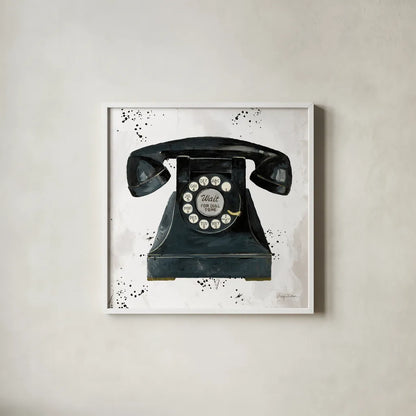 Graffiti Telephone by Avery Tillmon. Shown in a crisp white glass frame for a clean and minimalist style. Available as an archival giclee rolled canvas, fine art paper, or poster print. SKU 72773a.