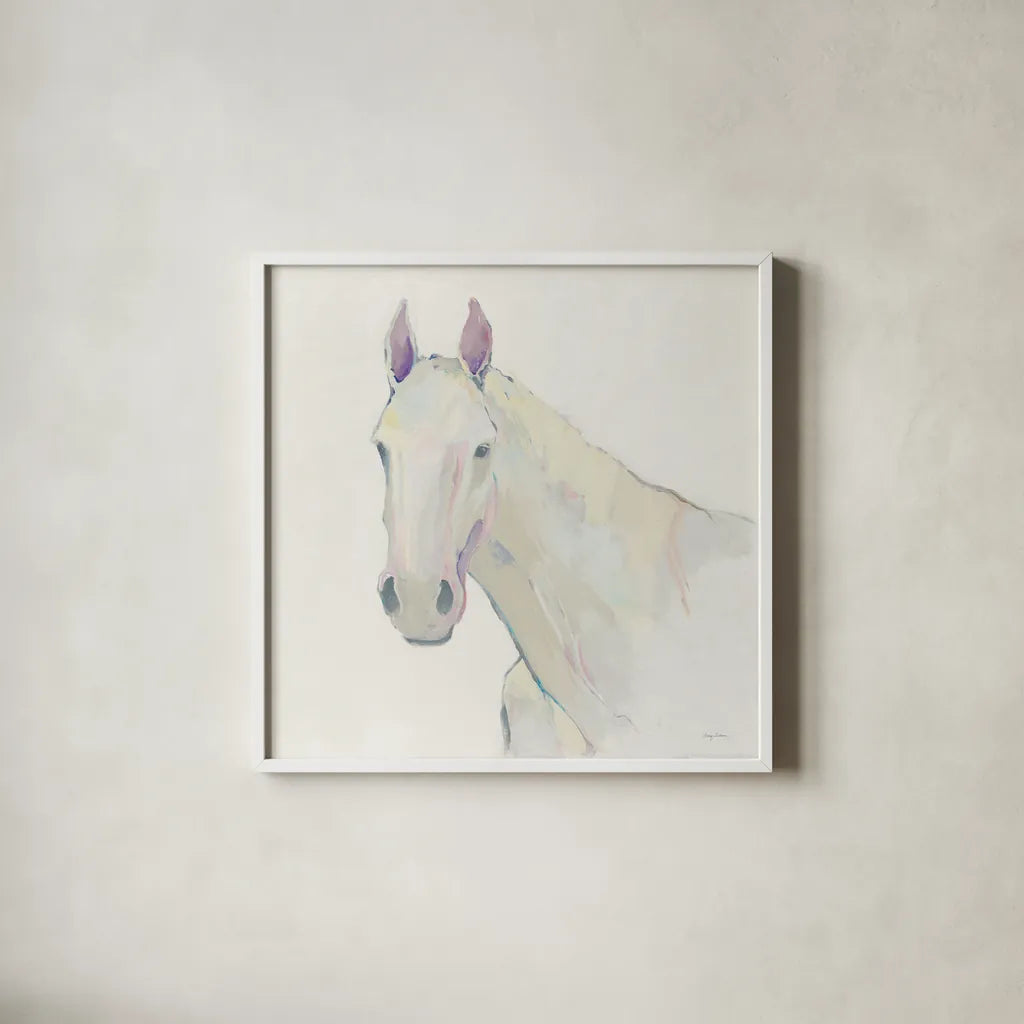 Horace Neutral by Avery Tillmon. Shown in a crisp white glass frame for a clean and minimalist style. Available as an archival giclee rolled canvas, fine art paper, or poster print. SKU 39940a.