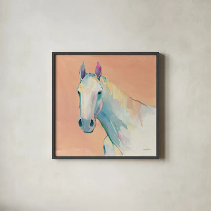 Horace on Pink by Avery Tillmon. Shown in a sleek black glass frame for a contemporary gallery look. Available as an archival giclee rolled canvas, fine art paper, or poster print. SKU 69164a.