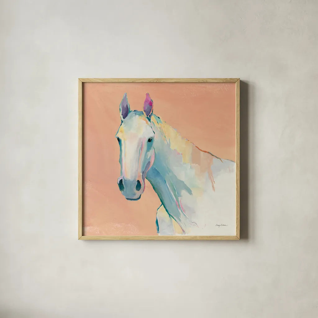 Horace on Pink by Avery Tillmon. Shown in a natural wood glass frame for a timeless modern aesthetic. Available as an archival giclee rolled canvas, fine art paper, or poster print. SKU 69164a.