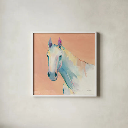 Horace on Pink by Avery Tillmon. Shown in a crisp white glass frame for a clean and minimalist style. Available as an archival giclee rolled canvas, fine art paper, or poster print. SKU 69164a.
