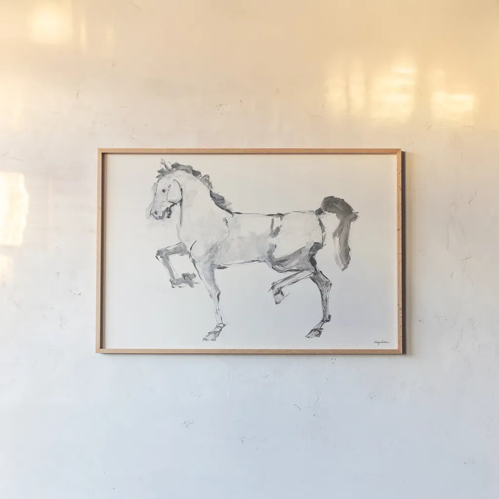 Horse I by Avery Tillmon. shown as a paper print in a natural frame. Available as a archival giclee rolled canvas, fine art paper, or poster print. SKU 9302i.