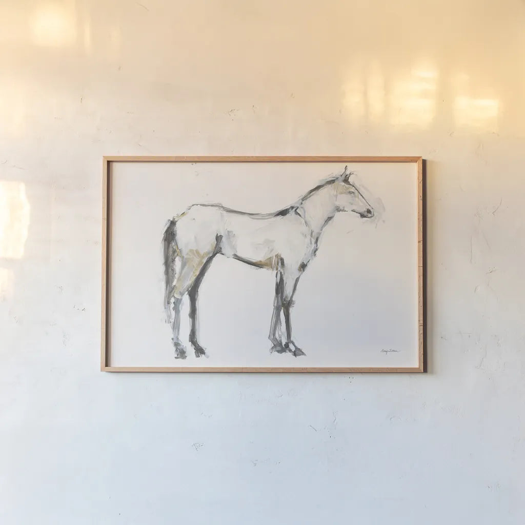 Horse Sketch III by Avery Tillmon. shown as a paper print in a natural frame. Available as a archival giclee rolled canvas, fine art paper, or poster print. SKU 60662i.