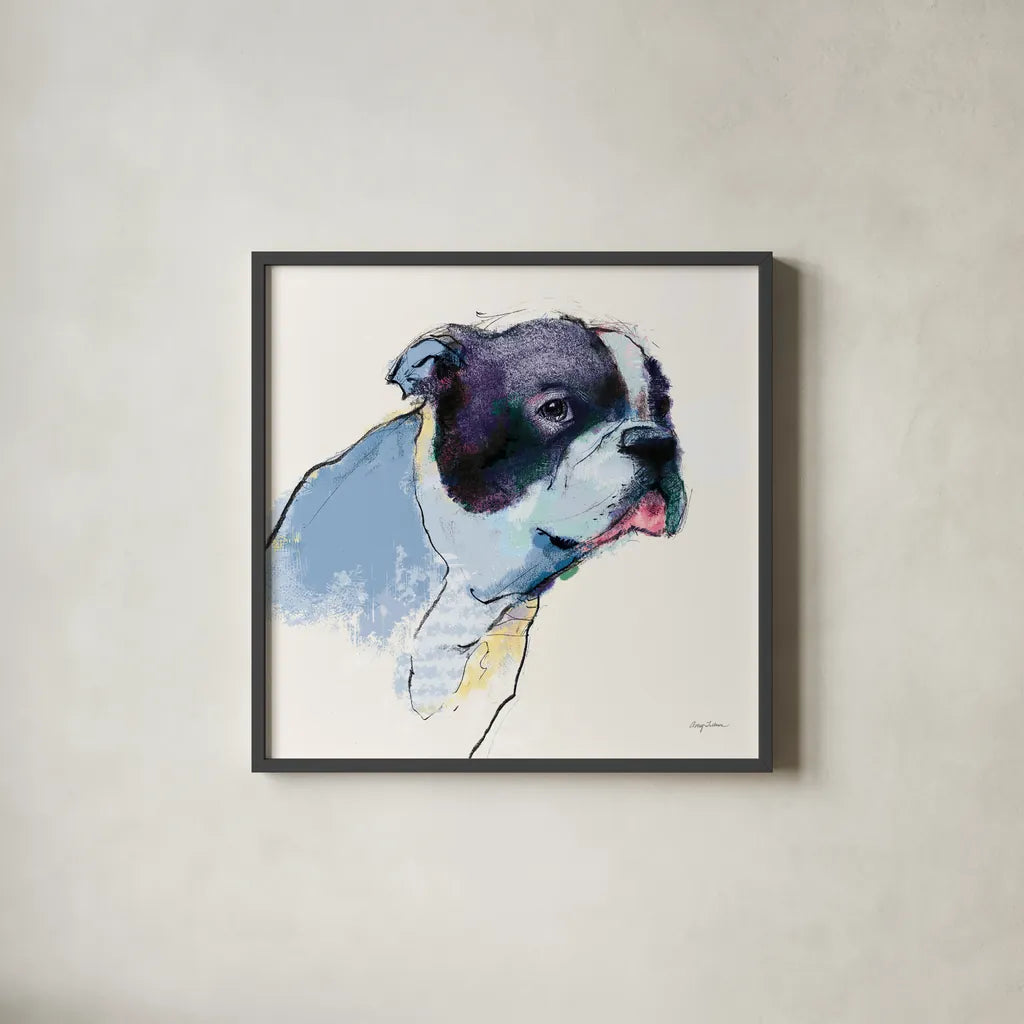 Jason Watercolor Pastel by Avery Tillmon. Shown in a sleek black glass frame for a contemporary gallery look. Available as an archival giclee rolled canvas, fine art paper, or poster print. SKU 54618a.