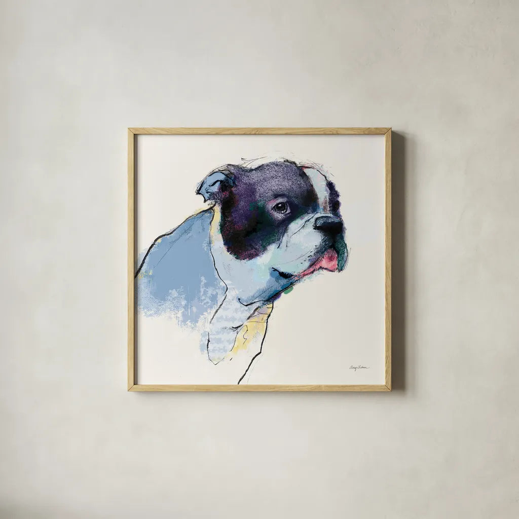Jason Watercolor Pastel by Avery Tillmon. Shown in a natural wood glass frame for a timeless modern aesthetic. Available as an archival giclee rolled canvas, fine art paper, or poster print. SKU 54618a.