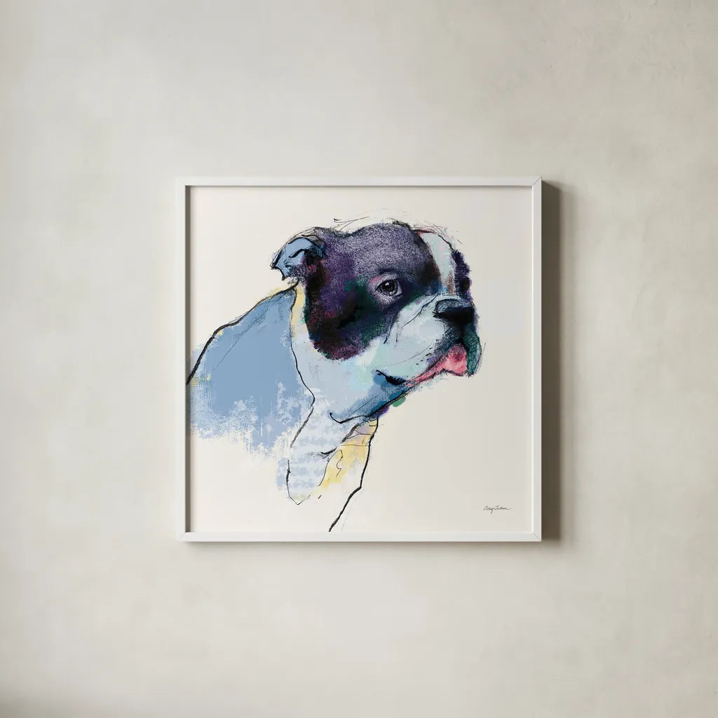 Jason Watercolor Pastel by Avery Tillmon. Shown in a crisp white glass frame for a clean and minimalist style. Available as an archival giclee rolled canvas, fine art paper, or poster print. SKU 54618a.