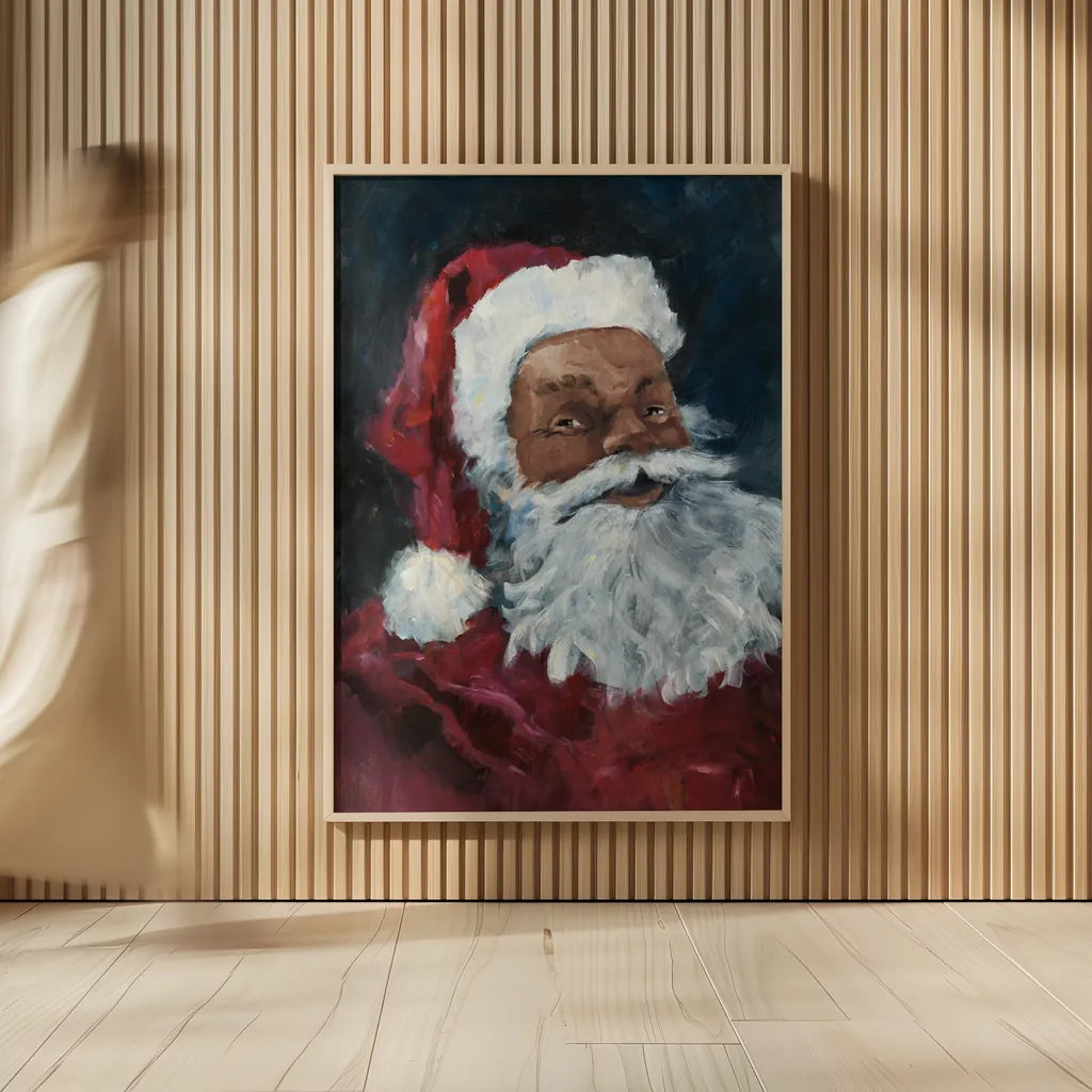 Jolly Santa II Crop by Avery Tillmon. shown as over sized large wall art. Available as an archival giclee rolled canvas, fine art paper, or poster print. SKU 66453h.