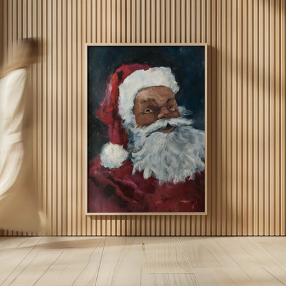 Jolly Santa II Crop by Avery Tillmon. shown as over sized large wall art. Available as an archival giclee rolled canvas, fine art paper, or poster print. SKU 66453h.
