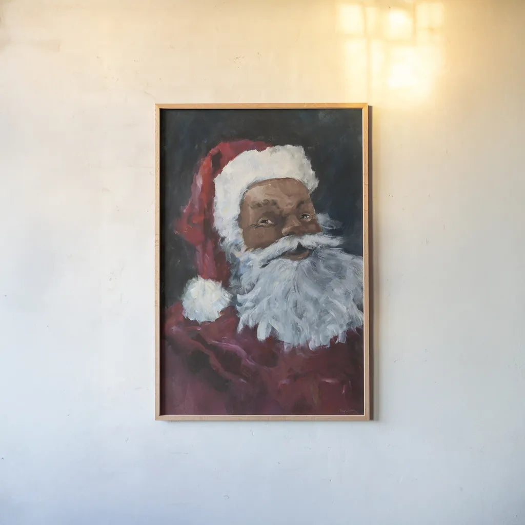 Jolly Santa II Crop by Avery Tillmon. shown as a paper print in a natural frame. Available as a archival giclee rolled canvas, fine art paper, or poster print. SKU 66453h.