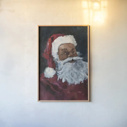 Jolly Santa II Crop by Avery Tillmon. shown as a paper print in a natural frame. Available as a archival giclee rolled canvas, fine art paper, or poster print. SKU 66453h.