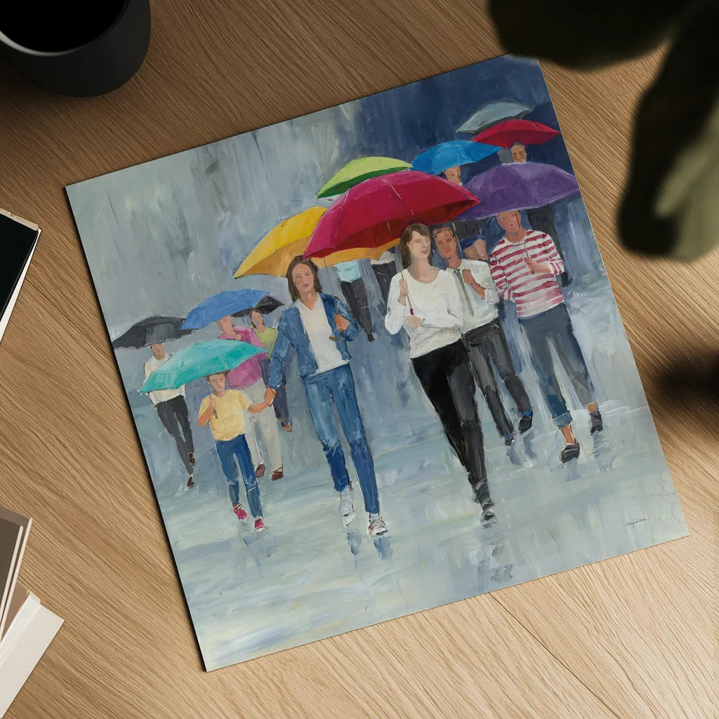 Just Walkin in the Rain by Avery Tillmon. Shown as a detailed flat fine art print, highlighting archival giclee quality. Available as an archival giclee rolled canvas, fine art paper, or poster print. SKU 37605a.