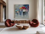Just Walkin in the Rain by Avery Tillmon. Shown as extra-large giant wall art in a modern living room. Available as an archival giclee rolled canvas, fine art paper, or poster print. SKU 37605a.