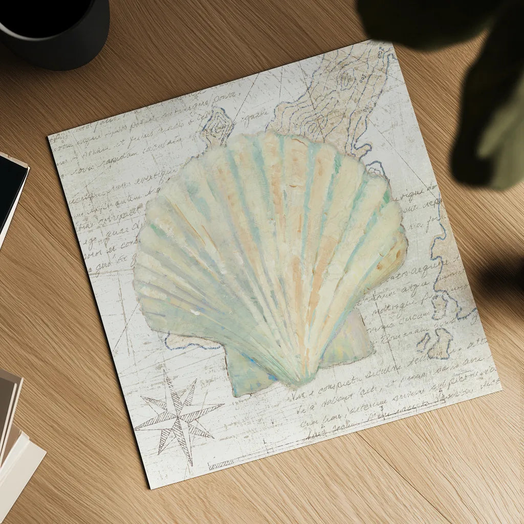 La Mer I Map by Avery Tillmon. Shown as a detailed flat fine art print, highlighting archival giclee quality. Available as an archival giclee rolled canvas, fine art paper, or poster print. SKU 73101a.