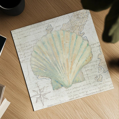La Mer I Map by Avery Tillmon. Shown as a detailed flat fine art print, highlighting archival giclee quality. Available as an archival giclee rolled canvas, fine art paper, or poster print. SKU 73101a.