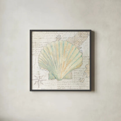 La Mer I Map by Avery Tillmon. Shown in a sleek black glass frame for a contemporary gallery look. Available as an archival giclee rolled canvas, fine art paper, or poster print. SKU 73101a.