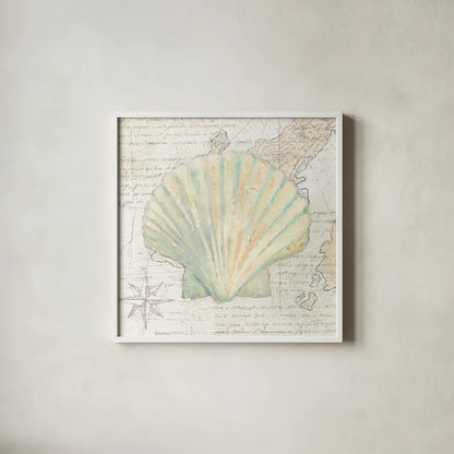 La Mer I Map by Avery Tillmon. Shown in a crisp white glass frame for a clean and minimalist style. Available as an archival giclee rolled canvas, fine art paper, or poster print. SKU 73101a.