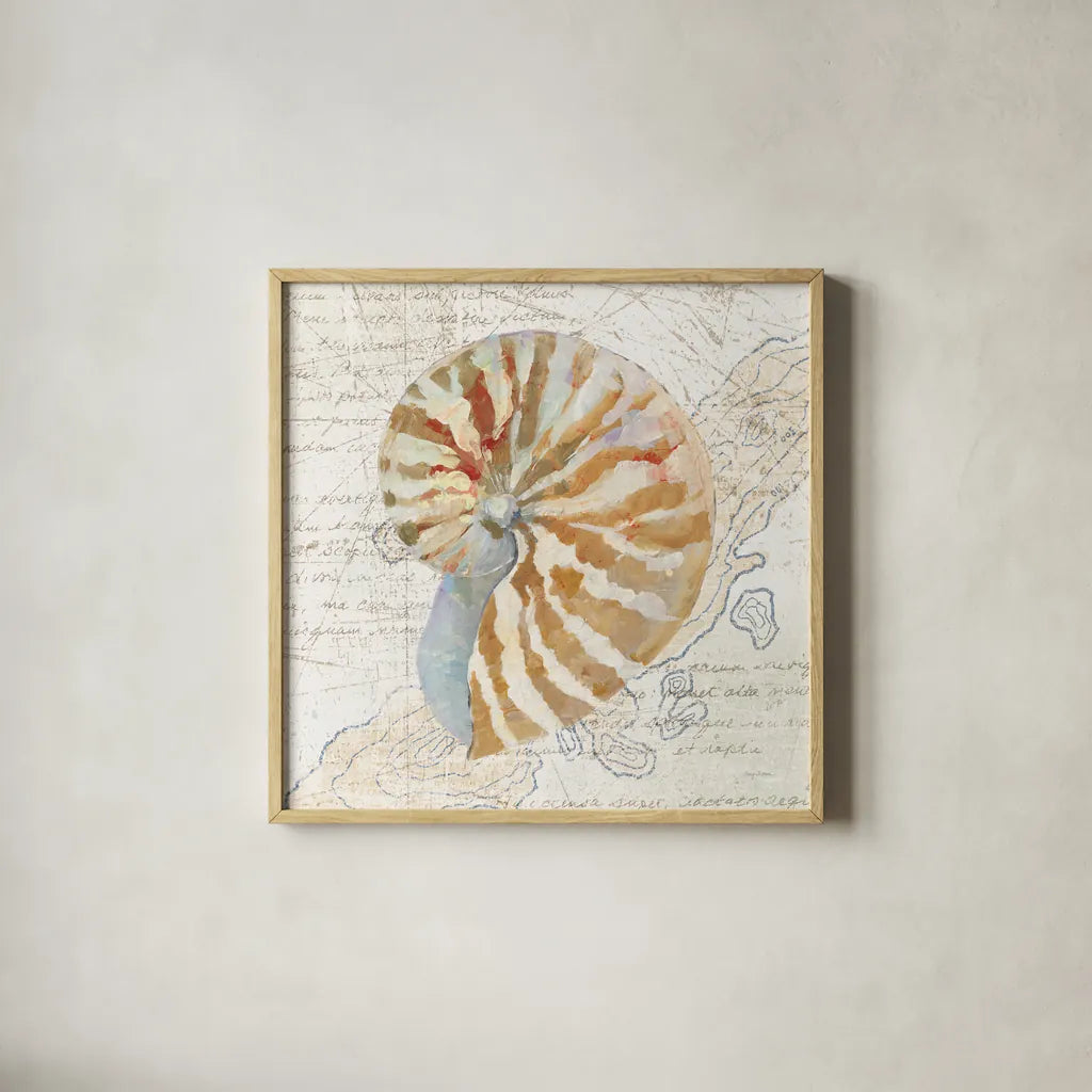 La Mer III Sand Map by Avery Tillmon. Shown in a natural wood glass frame for a timeless modern aesthetic. Available as an archival giclee rolled canvas, fine art paper, or poster print. SKU 73103a.