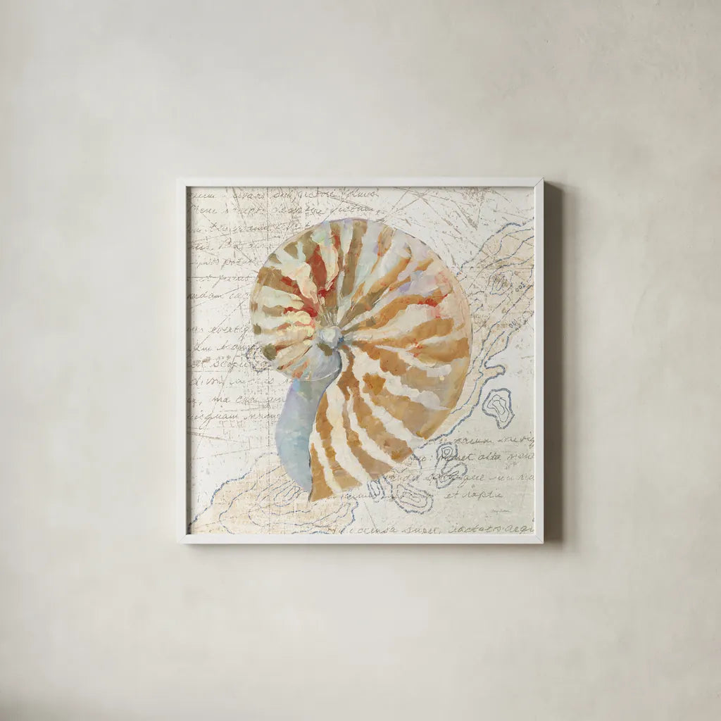 La Mer III Sand Map by Avery Tillmon. Shown in a crisp white glass frame for a clean and minimalist style. Available as an archival giclee rolled canvas, fine art paper, or poster print. SKU 73103a.