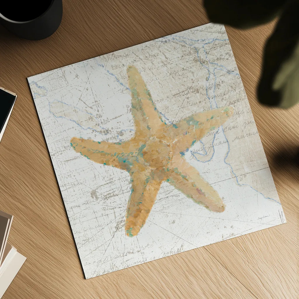 La Mer IV Beach Map by Avery Tillmon. Shown as a detailed flat fine art print, highlighting archival giclee quality. Available as an archival giclee rolled canvas, fine art paper, or poster print. SKU 73104a.