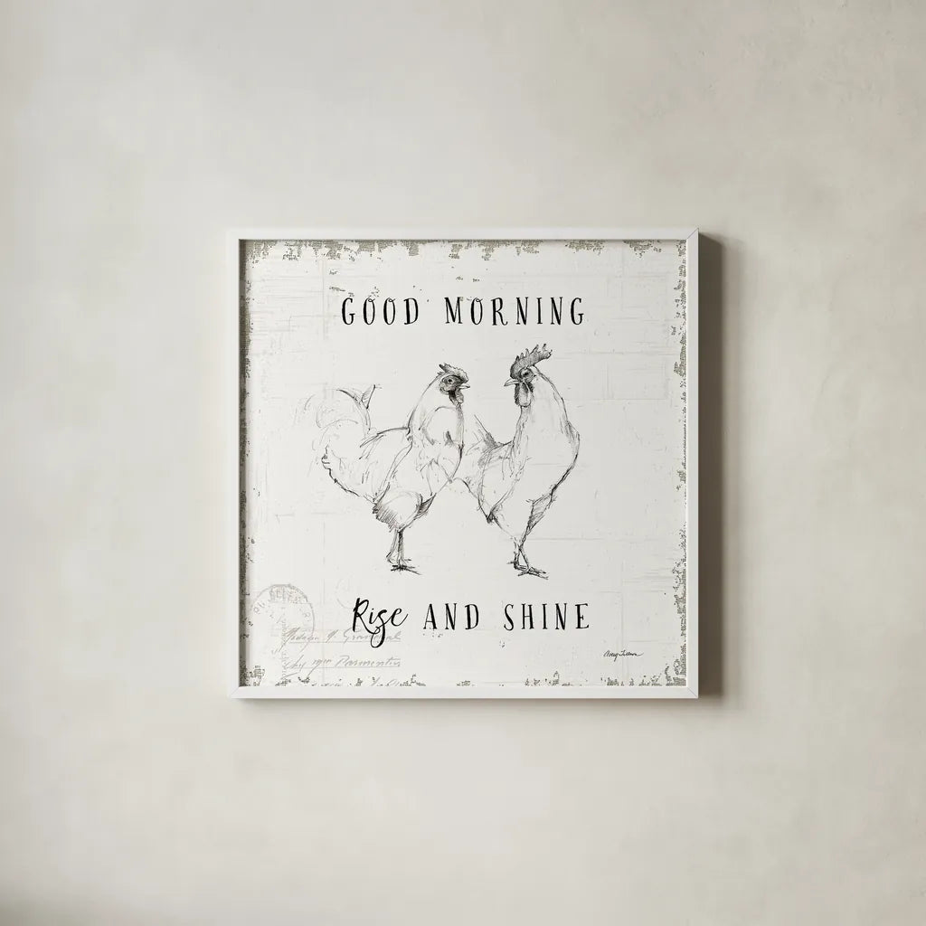 Life at Home I by Avery Tillmon. Shown in a crisp white glass frame for a clean and minimalist style. Available as an archival giclee rolled canvas, fine art paper, or poster print. SKU 36970a.