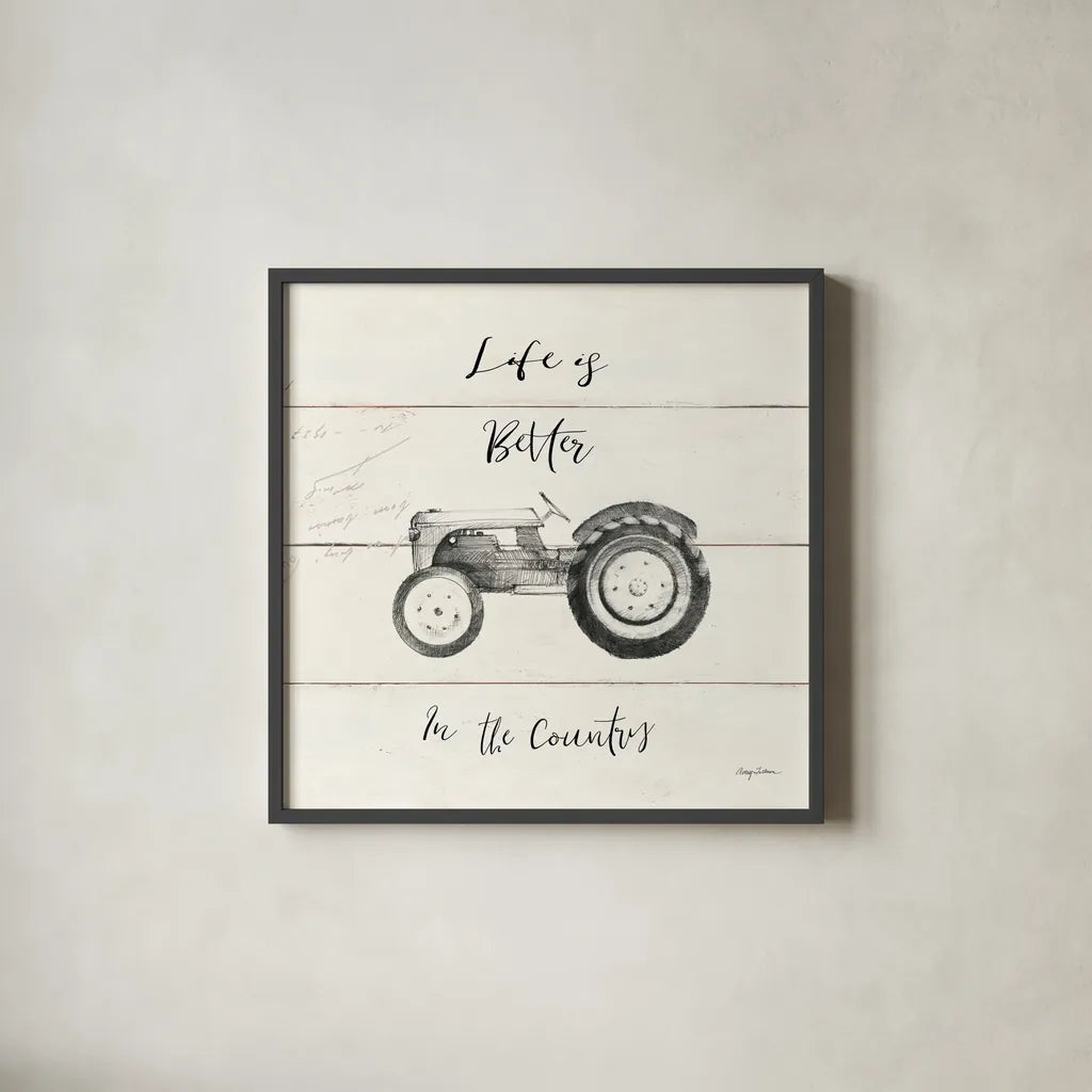 Life at Home II Shiplap by Avery Tillmon. Shown in a sleek black glass frame for a contemporary gallery look. Available as an archival giclee rolled canvas, fine art paper, or poster print. SKU 48919a.