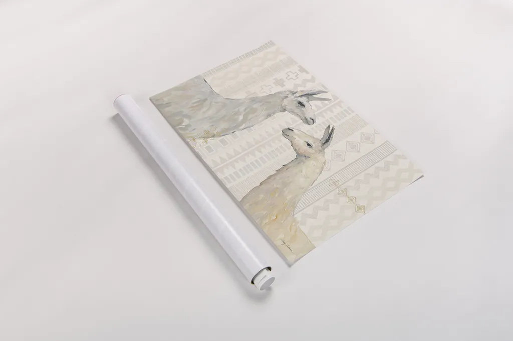 Llama Land I by Avery Tillmon. shown as a rolled paper print. Available as archival giclee rolled canvas, fine art paper, or poster print. SKU 42267i.