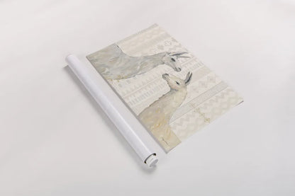 Llama Land I by Avery Tillmon. shown as a rolled paper print. Available as archival giclee rolled canvas, fine art paper, or poster print. SKU 42267i.