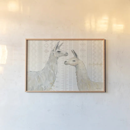 Llama Land I by Avery Tillmon. shown as a paper print in a natural frame. Available as a archival giclee rolled canvas, fine art paper, or poster print. SKU 42267i.