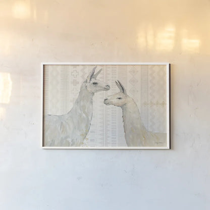 Llama Land I by Avery Tillmon. shown as a paper print in a white frame. Available as a archival giclee rolled canvas, fine art paper, or poster print. SKU 42267i.