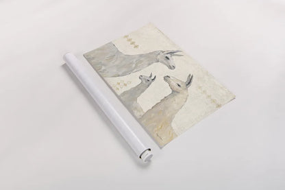 Llama Land IV by Avery Tillmon. shown as a rolled paper print. Available as archival giclee rolled canvas, fine art paper, or poster print. SKU 42270i.