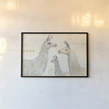Llama Land IV by Avery Tillmon. shown as a paper print in a black flame. Available as a archival giclee rolled canvas, fine art paper, or poster print. SKU 42270i.