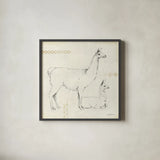 Llama Land IX by Avery Tillmon. Shown in a sleek black glass frame for a contemporary gallery look. Available as an archival giclee rolled canvas, fine art paper, or poster print. SKU 42275a.