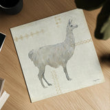 Llama Land V by Avery Tillmon. Shown as a detailed flat fine art print, highlighting archival giclee quality. Available as an archival giclee rolled canvas, fine art paper, or poster print. SKU 42271a.