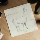 Llama Land VII by Avery Tillmon. Shown as a detailed flat fine art print, highlighting archival giclee quality. Available as an archival giclee rolled canvas, fine art paper, or poster print. SKU 42273a.
