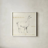 Llama Land VII by Avery Tillmon. Shown in a crisp white glass frame for a clean and minimalist style. Available as an archival giclee rolled canvas, fine art paper, or poster print. SKU 42273a.