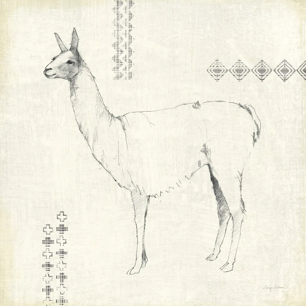 Llama Land VIII with Black by Avery Tillmon. SKU 52888a. Archival Giclee Fine art print for wall decor.