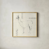 Llama Land VIII with Black by Avery Tillmon. Shown in a natural wood glass frame for a timeless modern aesthetic. Available as an archival giclee rolled canvas, fine art paper, or poster print. SKU 52888a.