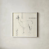 Llama Land VIII with Black by Avery Tillmon. Shown in a crisp white glass frame for a clean and minimalist style. Available as an archival giclee rolled canvas, fine art paper, or poster print. SKU 52888a.