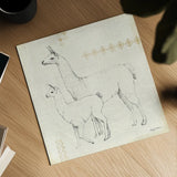 Llama Land X by Avery Tillmon. Shown as a detailed flat fine art print, highlighting archival giclee quality. Available as an archival giclee rolled canvas, fine art paper, or poster print. SKU 42276a.