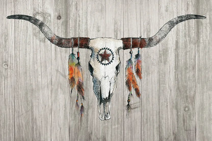 Longhorn on Wood by Avery Tillmon. SKU 28452i. Archival Giclee Fine art print for wall decor.