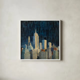 Midnight in Midtown Words by Avery Tillmon. Shown in a crisp white glass frame for a clean and minimalist style. Available as an archival giclee rolled canvas, fine art paper, or poster print. SKU 10110a.