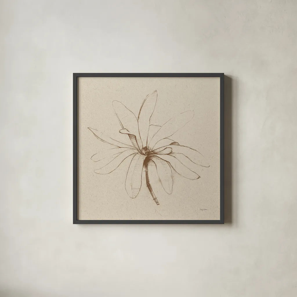 Modern Vintage Floral I by Avery Tillmon. Shown in a sleek black glass frame for a contemporary gallery look. Available as an archival giclee rolled canvas, fine art paper, or poster print. SKU 72762a.