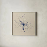 Modern Vintage Floral I Indigo by Avery Tillmon. Shown in a crisp white glass frame for a clean and minimalist style. Available as an archival giclee rolled canvas, fine art paper, or poster print. SKU 80501a.